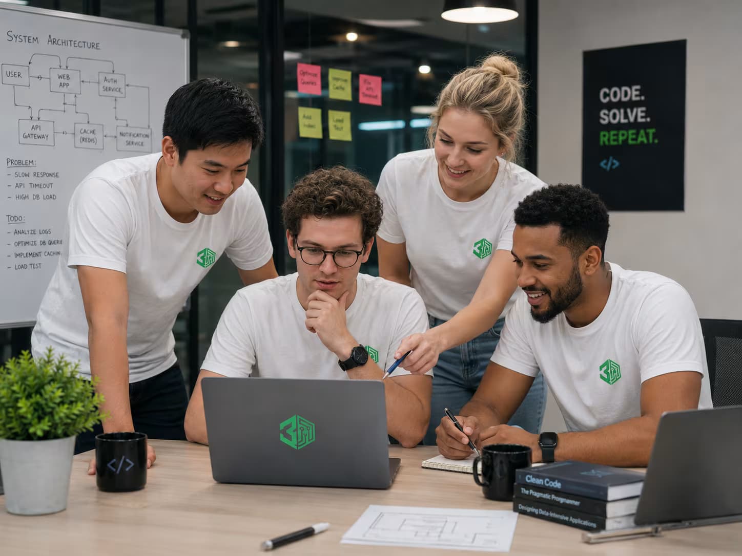 Team smiling and collaborating
